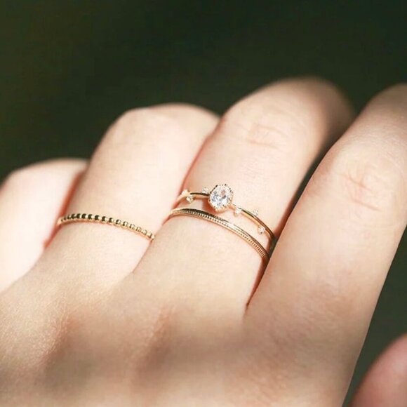 NWT Dainty Ring 14K Gold Plated Oval Cubic Zirconia Sz. 8 Delicate Fairy - Picture 8 of 10